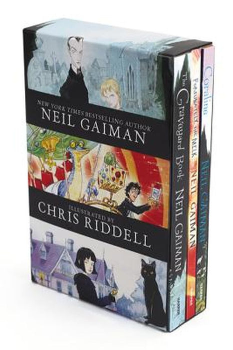 Neil Gaiman/Chris Riddell 3-Book Box Set: Coraline; The Graveyard Book; Fortunately, the Milk by Neil Gaiman