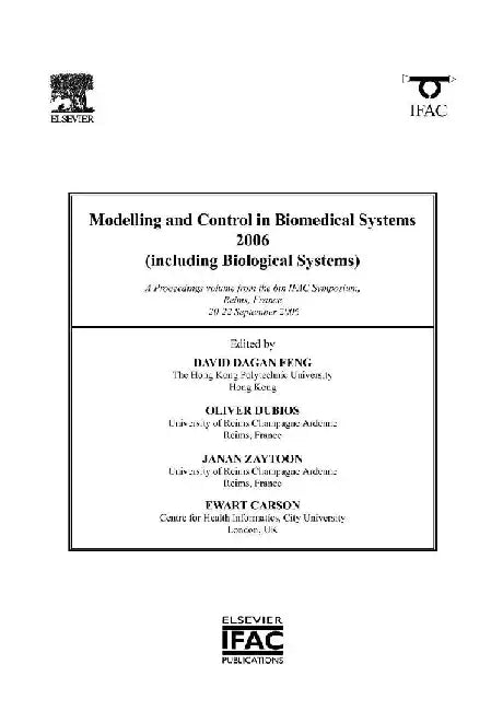 Modelling and Control in Biomedical Systems 2006 by Feng , Zaytoon
