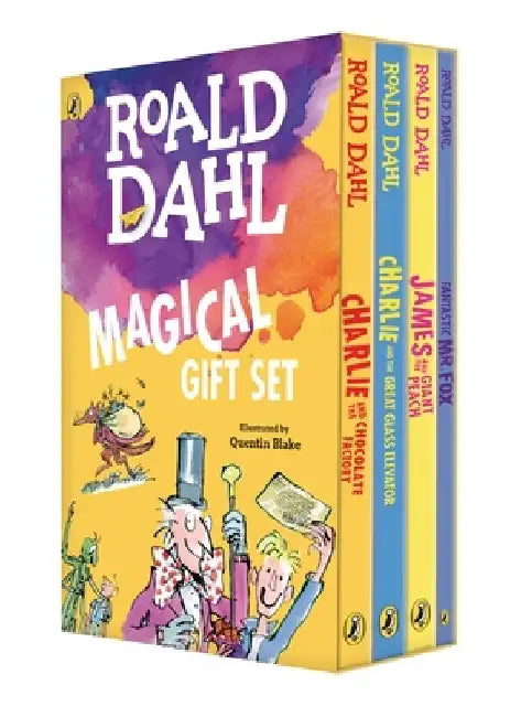 Roald Dahl Magical Gift Set (4 Books): Charlie and the Chocolate Factory, James and the Giant Peach, Fantastic Mr. Fox, Charlie and the Great Glass El by Roald Dahl
