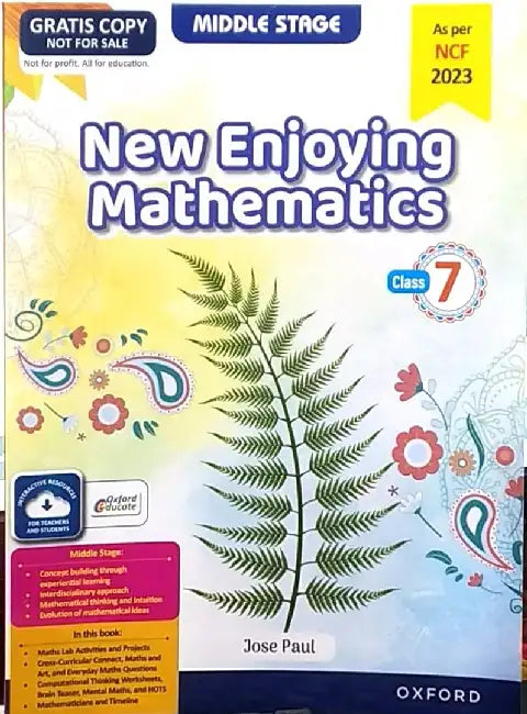New Enjoying Mathematics 2024 Ed. Book 7 by Jose Paul