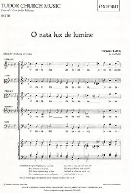 O nata lux de lumine by Thomas (COP)/ Greening, Anthony Tallis
