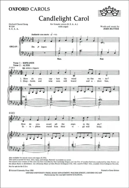 Candlelight Carol by John (COP) Rutter