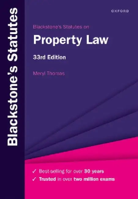 Blackstone's Statutes on Property Law by Meryl (Lecturer in Law, Lecturer in Law, Institute of Law Jersey) Thomas