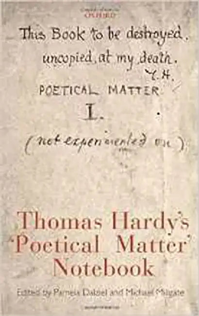 Thomas Hardy'S 'Poetical Matter' Notebook by Pamela Dalziel, Michael Millgate