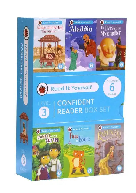 Read It Yourself With Ladybird Confident Readers Level 3 6 Books Collection Box Set Akbar And Birbal Aladdin Puss In Boots Hansel And Gretel Rapunzel And The Elves And The Shoemaker by Ladybird