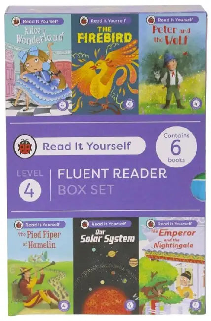Read It Yourself With Ladybird Fluent Readers Level 4 6 Books Collection Box Set Alice In Wonderland The Pied Piper Of Hamelin Peter And The Wolf The Firebird And Our Solar System by Ladybird
