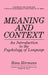 Meaning and Context: An Introduction to the Psychology of Language by Hans Hörmann