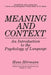 Meaning and Context: An Introduction to the Psychology of Language by Hans Hörmann