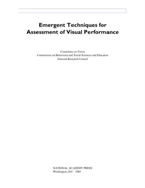 Emergent Techniques for Assessment of Visual Performance by National Research Council, Division of Behavioral and Social Scienc, Commission on Behavioral and Social Scie