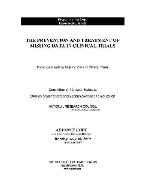 The Prevention and Treatment of Missing Data in Clinical Trials by National Research Council, Division of Behavioral and Social Scienc, Committee on National Statistics