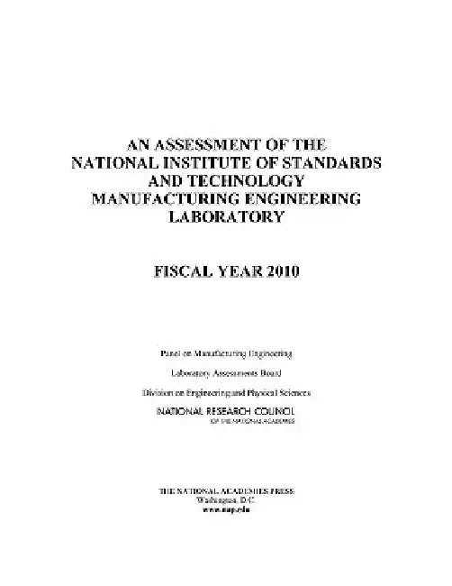An Assessment of the National Institute of Standards and Technology Manufacturing Engineering Laboratory: Fiscal Year 2010 by National Research Council
