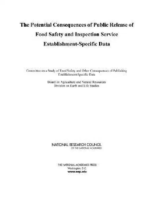 The Potential Consequences of Public Release of Food Safety and Inspection Service Establishment-Specific Data by National Research Council