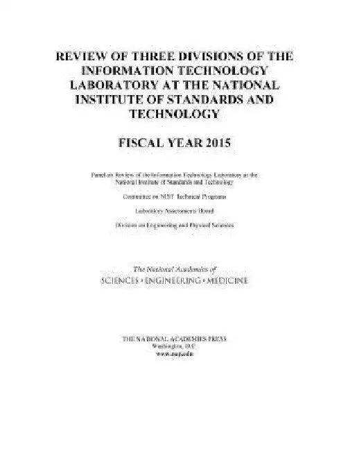 Review of Three Divisions of the Information Technology Laboratory at the National Institute of Standards and Technology: Fiscal Year 2015 by National Academies of Sciences Engineeri