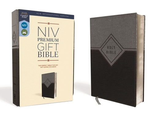 Niv Premium Gift Bible Leathersoft Black Gray Red Letter Edition Comfort Print by Zondervan