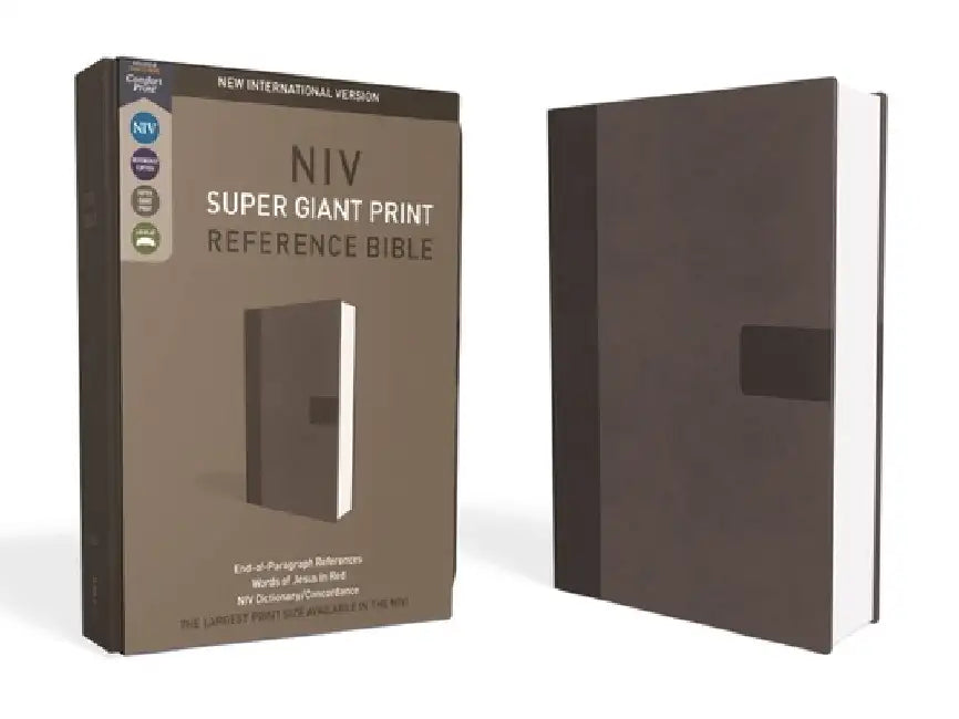 NIV, Super Giant Print Reference Bible, Giant Print, Imitation Leather, Gray, Red Letter Edition by Zondervan