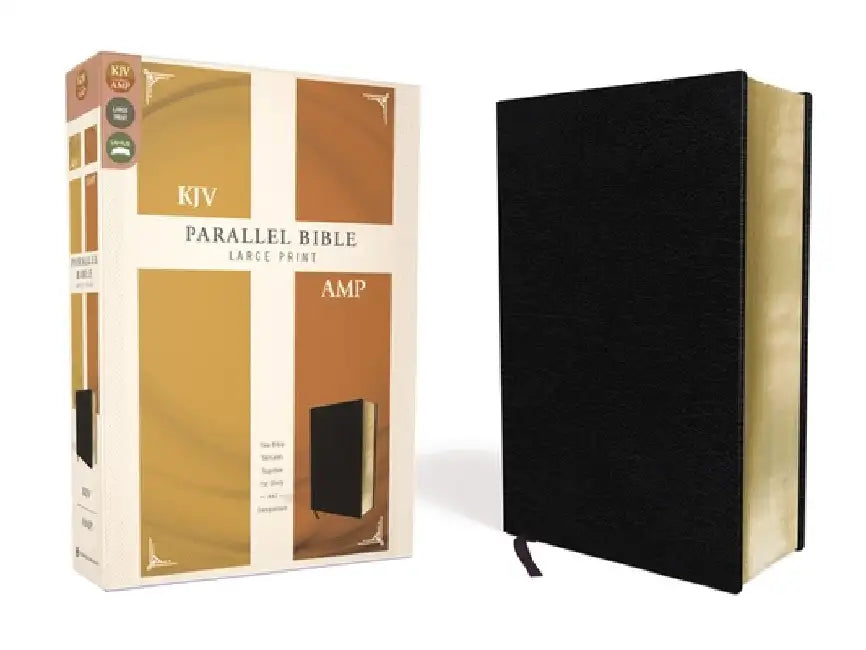 KJV, Amplified, Parallel Bible, Large Print, Bonded Leather, Black, Red Letter Edition: Two Bible Versions Together for Study and Comparison by Zondervan