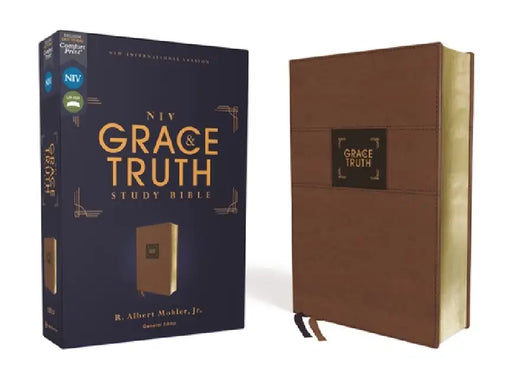 Niv, the Grace and Truth Study Bible (Trustworthy and Practical Insights), Leathersoft, Brown, Red Letter, Comfort Print by R. Albert Mohler Jr, Zondervan