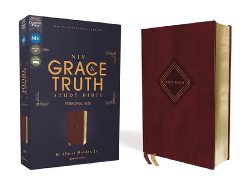 Niv, the Grace and Truth Study Bible (Trustworthy and Practical Insights), Personal Size, Leathersoft, Burgundy, Red Letter, Comfort Print by R. Albert Mohler Jr, Zondervan