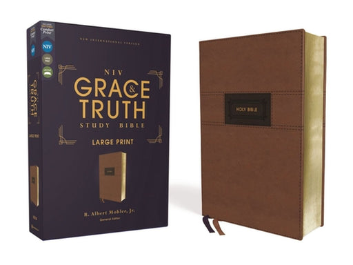 Niv, the Grace and Truth Study Bible, Large Print, Leathersoft, Brown, Red Letter, Comfort Print by R. Albert Mohler Jr