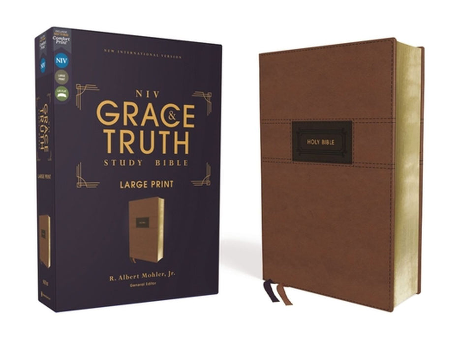 Niv, the Grace and Truth Study Bible, Large Print, Leathersoft, Brown, Red Letter, Comfort Print by R. Albert Mohler Jr