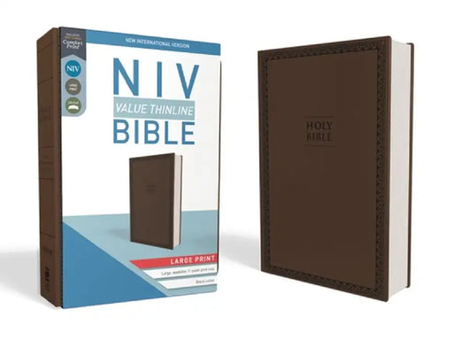 NIV, Value Thinline Bible, Large Print, Imitation Leather, Brown by Zondervan