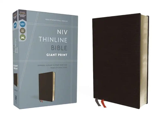 NIV, Thinline Bible, Giant Print, Bonded Leather, Black, Red Letter Edition by Zondervan