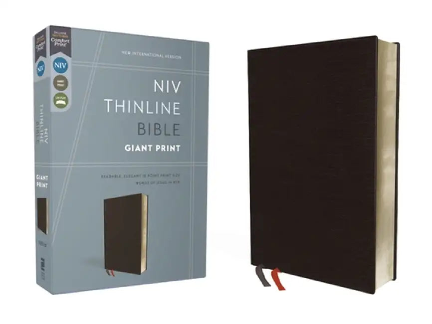 NIV, Thinline Bible, Giant Print, Bonded Leather, Black, Red Letter Edition by Zondervan