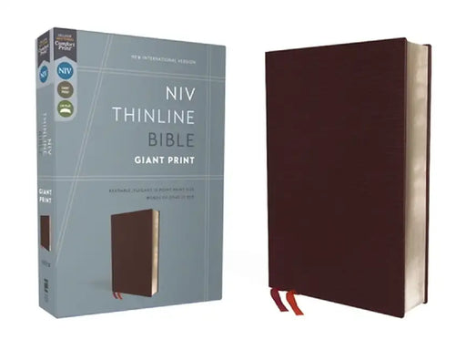 NIV, Thinline Bible, Giant Print, Bonded Leather, Burgundy, Red Letter Edition by Zondervan