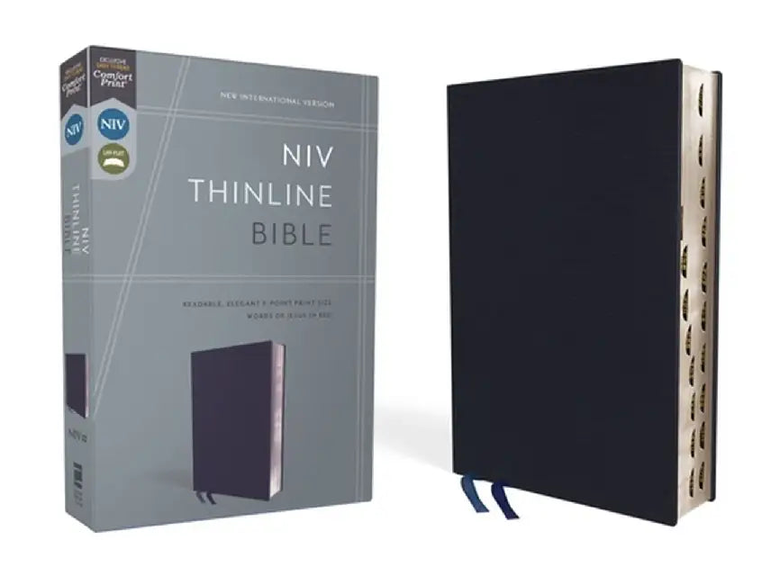 NIV, Thinline Bible, Bonded Leather, Navy, Indexed, Red Letter Edition by Zondervan