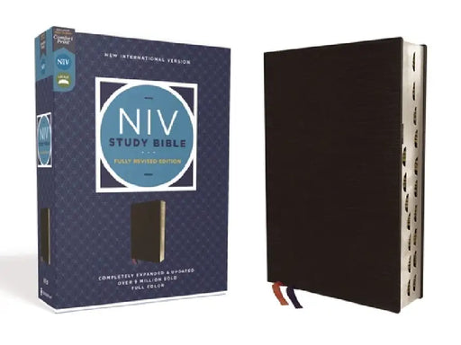 NIV Study Bible, Fully Revised Edition, Bonded Leather, Black, Red Letter, Thumb Indexed, Comfort Print by Kenneth L. Barker