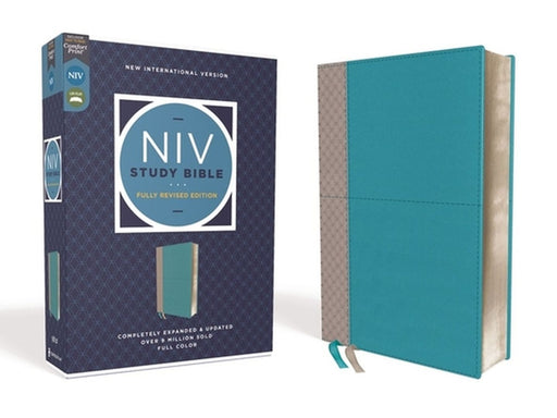 NIV Study Bible, Fully Revised Edition, Leathersoft, Teal/Gray, Red Letter, Comfort Print by Kenneth L. Barker
