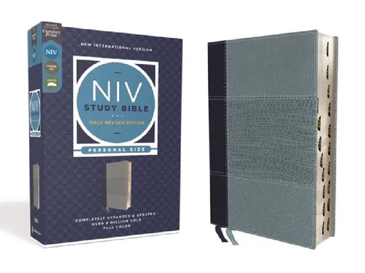NIV Study Bible, Fully Revised Edition, Personal Size, Leathersoft, Navy/Blue, Red Letter, Thumb Indexed, Comfort Print by Kenneth L. Barker