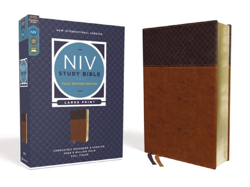 NIV Study Bible, Fully Revised Edition, Large Print, Leathersoft, Brown, Red Letter, Comfort Print by Kenneth L. Barker