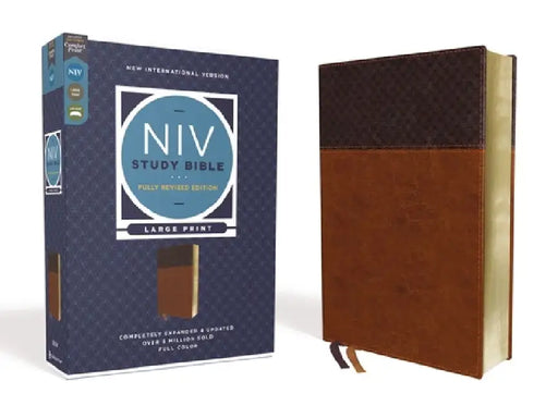 NIV Study Bible, Fully Revised Edition, Large Print, Leathersoft, Brown, Red Letter, Comfort Print by Kenneth L. Barker