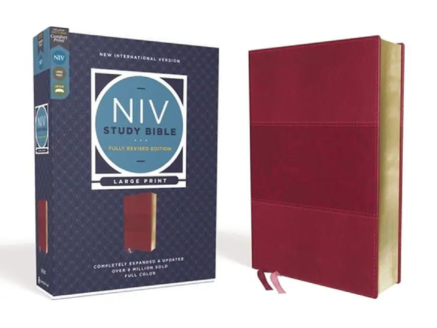 NIV Study Bible, Fully Revised Edition, Large Print, Leathersoft, Burgundy, Red Letter, Comfort Print by Kenneth L. Barker