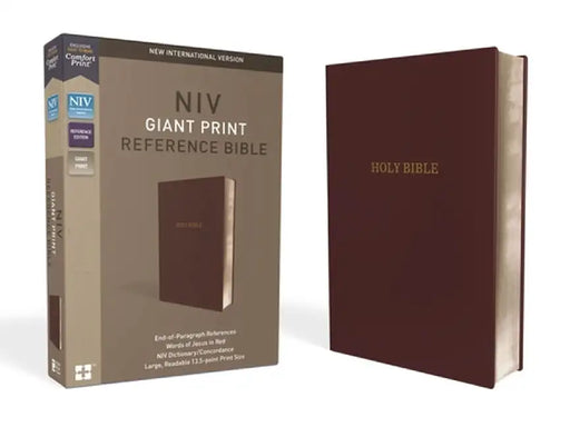 NIV, Reference Bible, Giant Print, Leather-Look, Burgundy, Red Letter Edition, Comfort Print by Zondervan