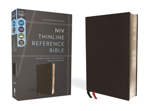 NIV, Thinline Reference Bible, Premium Bonded Leather, Black, Red Letter Edition, Comfort Print by Zondervan