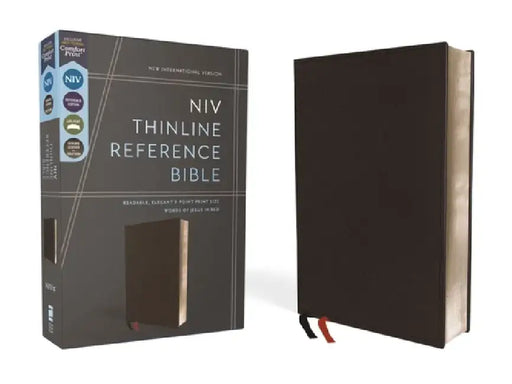 NIV, Thinline Reference Bible, Premium Bonded Leather, Black, Red Letter Edition, Comfort Print by Zondervan