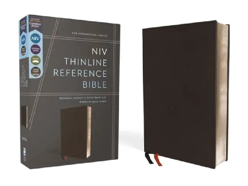 NIV, Thinline Reference Bible, Premium Bonded Leather, Black, Red Letter Edition, Comfort Print by Zondervan