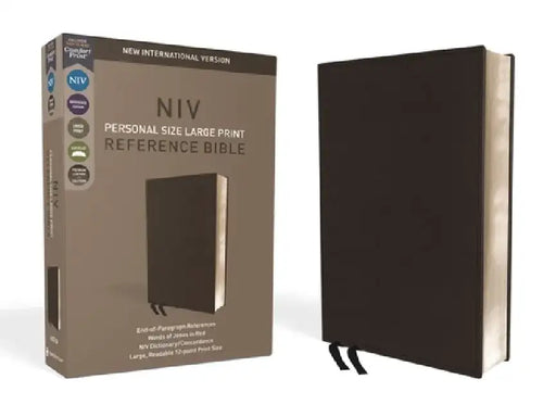 NIV, Personal Size Reference Bible, Large Print, Premium Leather, Black, Red Letter Edition, Comfort Print by Zondervan