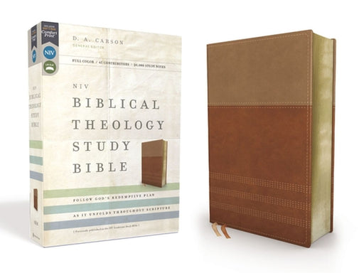NIV, Biblical Theology Study Bible, Imitation Leather, Tan/Brown, Comfort Print: Follow God's Redemptive Plan as It Unfolds Throughout Scripture by D. A. Carson