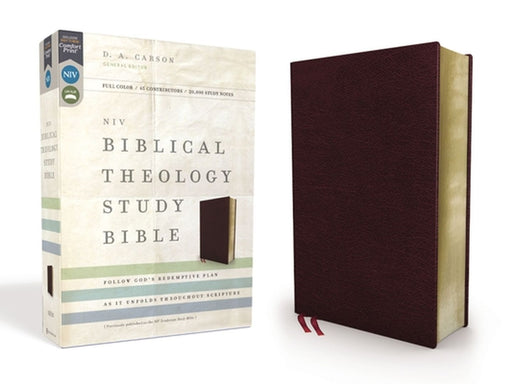 NIV, Biblical Theology Study Bible, Bonded Leather, Burgundy, Indexed, Comfort Print: Follow God's Redemptive Plan as It Unfolds Throughout Scripture by D. A. Carson