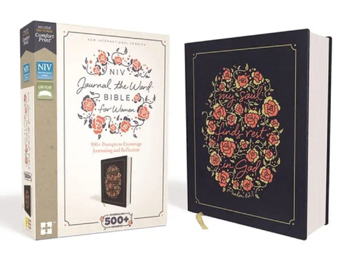 NIV, Journal the Word Bible for Women, Cloth Over Board, Navy, Red Letter Edition, Comfort Print: 500+ Prompts to Encourage Journaling and Reflection by Zondervan