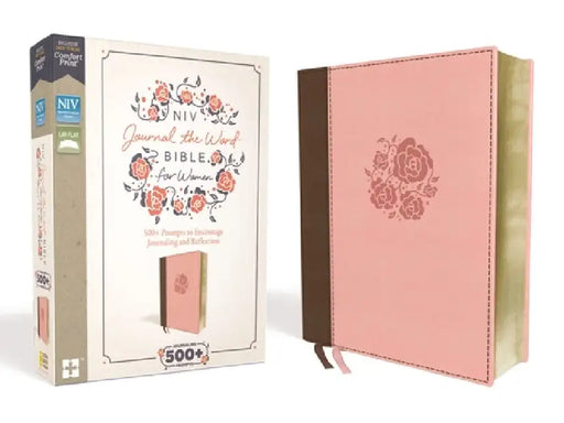 NIV, Journal the Word Bible for Women, Leathersoft, Pink, Red Letter Edition, Comfort Print: 500+ Prompts to Encourage Journaling and Reflection by Zondervan