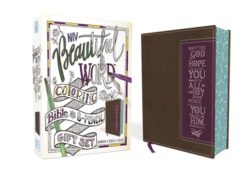 Niv, Beautiful Word Coloring Bible and 8-Pencil Gift Set, Leathersoft, Brown: Hundreds of Verses to Color by Zondervan