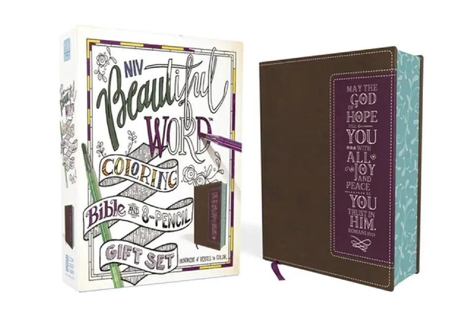 Niv, Beautiful Word Coloring Bible and 8-Pencil Gift Set, Leathersoft, Brown: Hundreds of Verses to Color by Zondervan