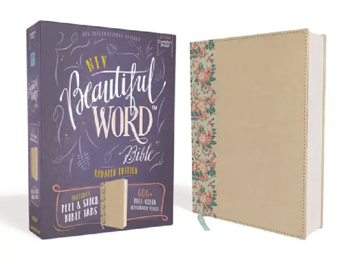 Niv, Beautiful Word Bible, Updated Edition, Peel/Stick Bible Tabs, Leathersoft Over Board, Gold/Floral, Red Letter, Comfort Print: 600+ Full-Color Ill