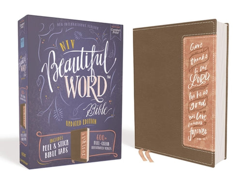 Niv Beautiful Word Bible Updated Edition Peel Stick Bible Tabs Leathersoft Brown Pink Red Let by 