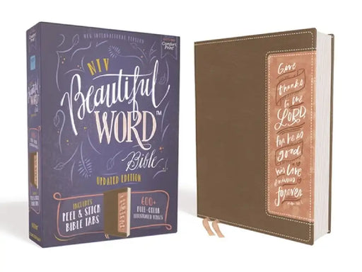 Niv Beautiful Word Bible Updated Edition Peel Stick Bible Tabs Leathersoft Brown Pink Red Let