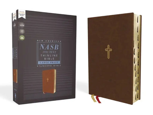 Nasb, Thinline Bible, Large Print, Leathersoft, Brown, Red Letter Edition, 1995 Text, Thumb Indexed, Comfort Print